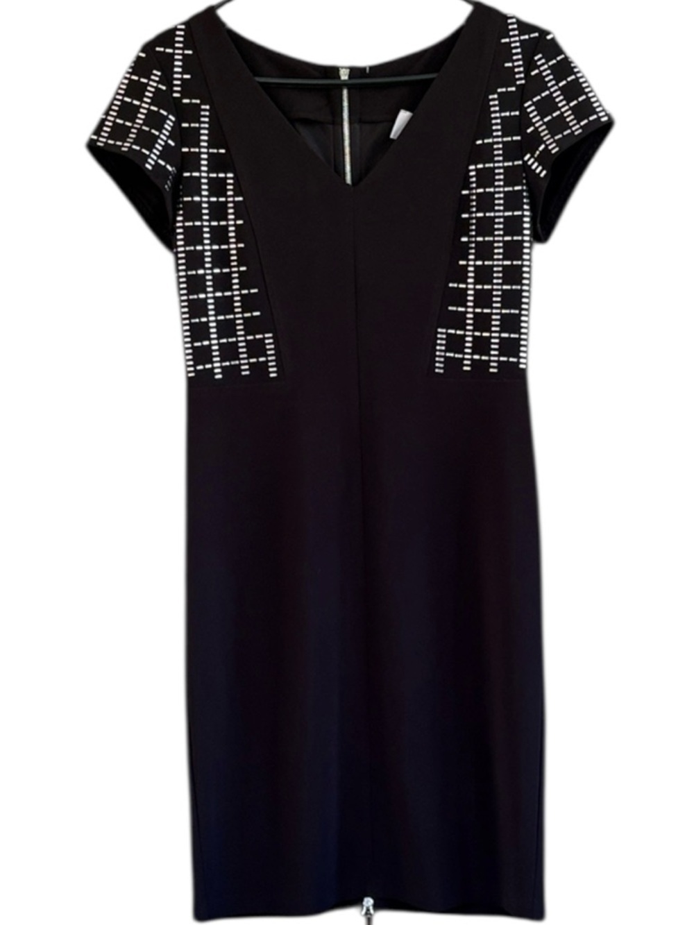 NWT Joseph Ribkoff Black Silver Studded Full Back Zip Dress Size 8